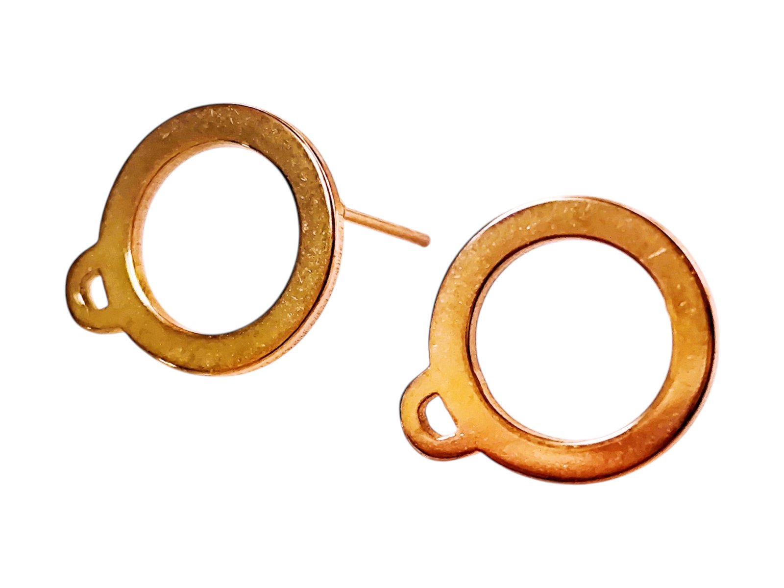 Round Circle with Loop Stainless Steel, Earring Post, 12mm, Rose Gold