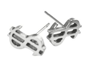 Dollar sign earring post in stainless steel