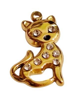 Kitty charm in gold stainless steel 17.5mm