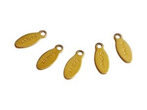 Gold Stainless steel tags, 4 x 10mm, 6 Pcs