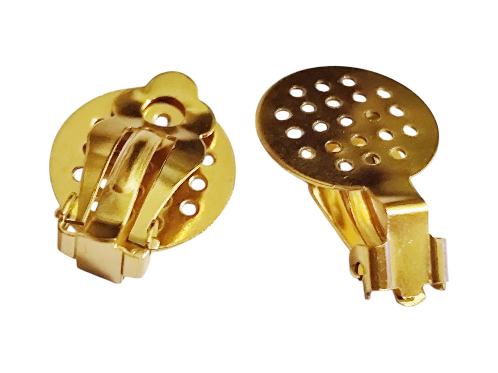 Gold perforated clip on earrings in stainless steel