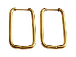 Quality Rectangle Gold Stainless Steel Earrings, 25x14 mm (Gold)