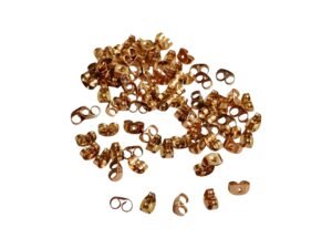 Stainless steel Rose Gold butterfly earring backs, 6mm, 80Pcs