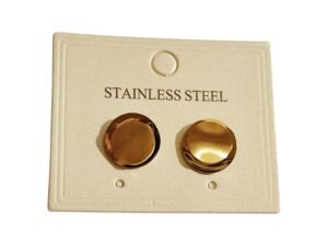 Modern Stylish Gold Stainless Steel Earrings, 14mm