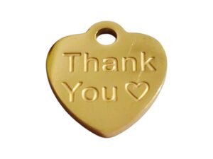 Thank you charm in gold stainless steel 16mm