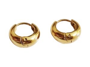 Quality Hoop Gold Stainless Steel Earrings, 17mm
