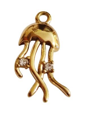 Jellyfish charm in gold stainless steel 23mm