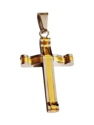 Cross in Stainless Steel 33mm, Gold and Silver