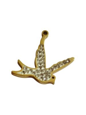 Swallow charm in gold stainless steel 17mm