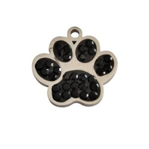Animal pawprint charm with black CZ stones, 12mm