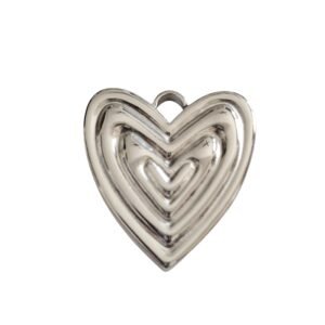 Heart charm in stainless steel, 19mm