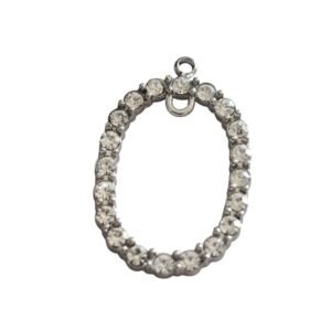 Oval Rhinestone Pendant – Silver Tone, 23mm