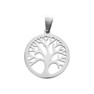 Tree of life pendant in stainless steel 25mm, Excluding bail