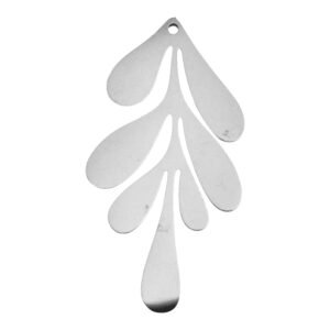 Stylized leaf pendant in stainless steel 30mm, Excluding bail