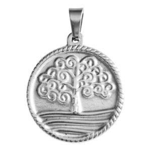 Tree of life pendant in stainless steel 25mm, Excluding bail