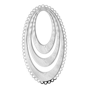 3 Oval circle pendant in stainless steel 68mm