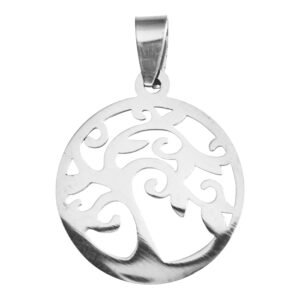 Stylized tree pendant in stainless steel 26mm, Excluding bail