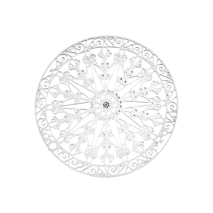 Mandala disc pendant in stainless steel 25mm, Excluding bail