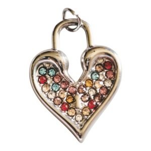Heart w rhinestones pendant in stainless steel 18mm