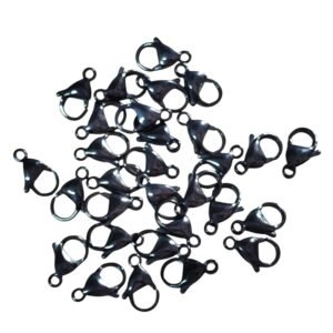 Stainless steel lobster clasp, Black, 9mm, 50 pcs