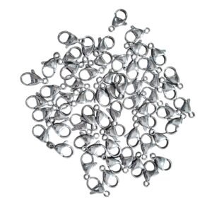 Stainless steel lobster clasp, 13mm, 50 pcs