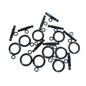 Bar and Toggle Clasp, Stainless Steel, Black 17mm, 10 pcs
