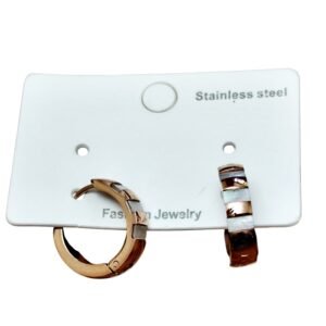 Rose Gold & Mother of Pearl Inlay Huggie Hoops