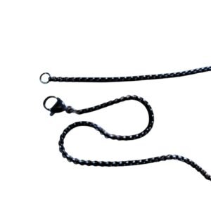 Box Chain with lobster clasp, Stainless steel, 1.8mm, 60cm, Black