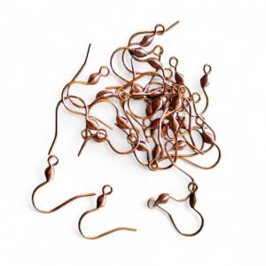 14 pairs of Rose gold shepherd hook earrings, stainless steel, with spring in place of bead, 17.5mm
