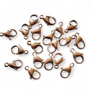 Rose gold coloured lobster clasp, Stainless steel, 15mm, 20 pcs