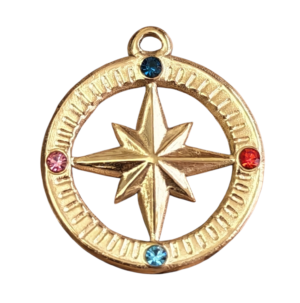 Gold Stainless Steel round pendant with star design, 19mm