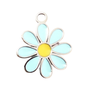Delicate, daisy-style floral pendant, Blue, 11mm