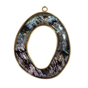 Natural iridescent abalone shell pendant, 31mm