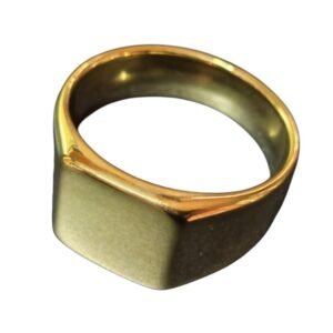 Classic Square Signet Ring – Gold Stainless Steel (Size 13)
