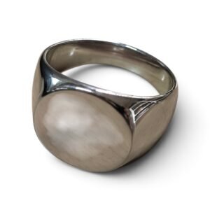 Classic Oval Signet Ring – Silver Stainless Steel (Size 13)