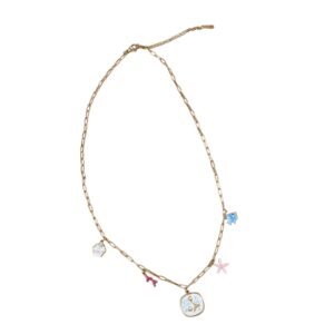 Mermaid Tail & Sea Life Charm Paperclip Link Necklace