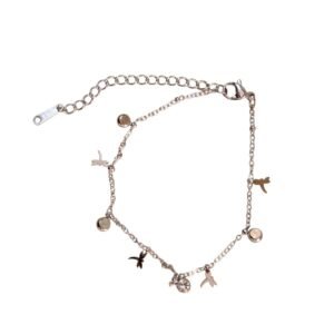Silver Stainless Steel Dragonfly Charm & Crystal Station Bracelet / Anklet