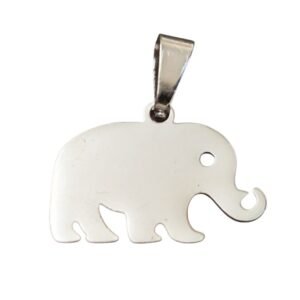 Elephant pendant in stainless steel, 20mm from head to tail