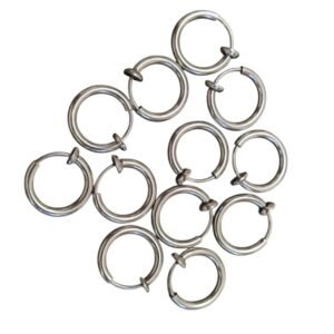 6 Pairs of Sprung Hoop Earrings, Stainless steel, 13mm, 12 pieces
