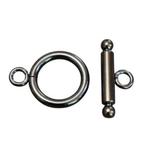 Bar and Toggle Clasp, Black, Stainless steel, 13mm ring