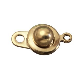 Gold colour stainless steel dome clasp with two tab holes, 15mm